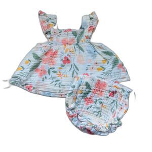 Angel Dear Floral Ruffle Dress with Bloomer Set Size 12-18 months